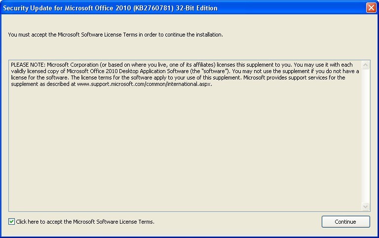 Security Update for Microsoft Office 2010 (KB2760781) 32-Bit Edition - Screenshot #1