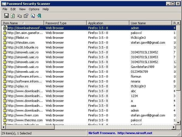NirSoft Password Security Scanner - Screenshot #1
