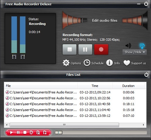 Free Audio Recorder Deluxe - Screenshot #2