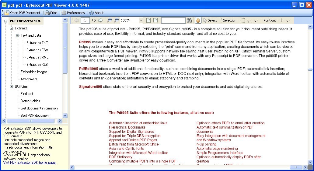 ByteScout PDF Viewer SDK latest version Get best Windows software