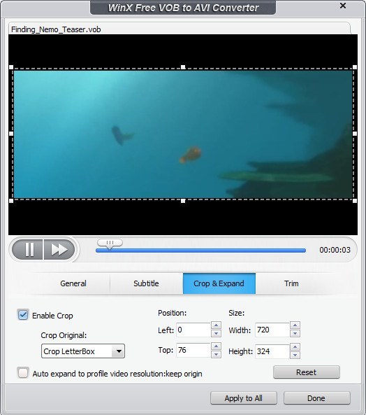 WinX Free VOB to AVI Converter - Screenshot #5