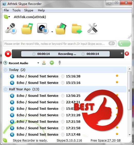 Athtek Skype Recorder - Screenshot #13