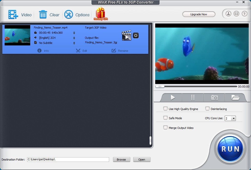 WinX Free FLV to 3GP Converter - Screenshot #5
