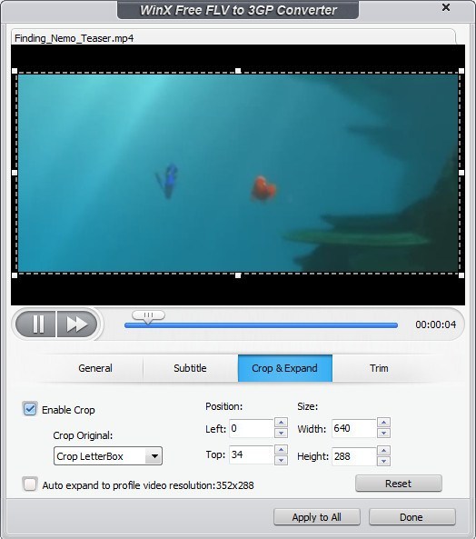 WinX Free FLV to 3GP Converter - Screenshot #2