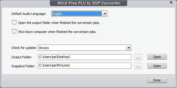 WinX Free FLV to 3GP Converter - Screenshot #1