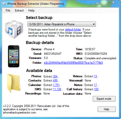 iPhone Backup Extractor - Screenshot #16