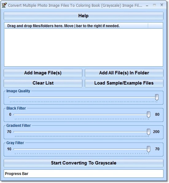 Convert Multiple Photo Image Files To Coloring Book (Grayscale) - Screenshot #1