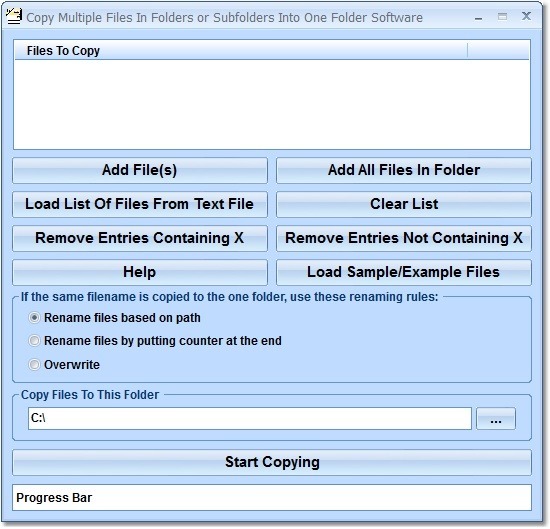 Copy Multiple Files In Folders or Subfolders Into One Folder Software - Screenshot #1