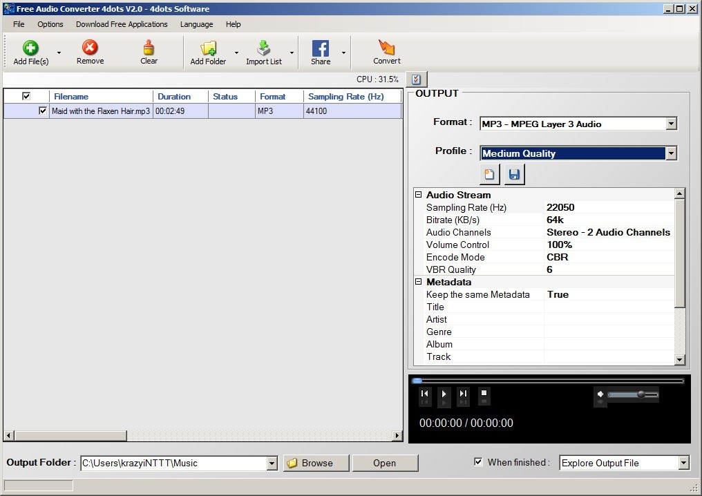 Free Audio Converter 4dots - Screenshot #2