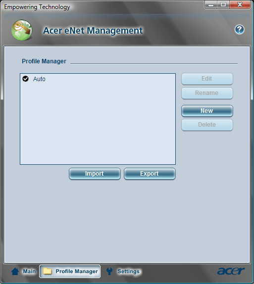 disable acer enet management vista