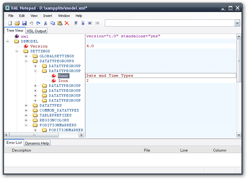 Xml tree. XML Notepad.