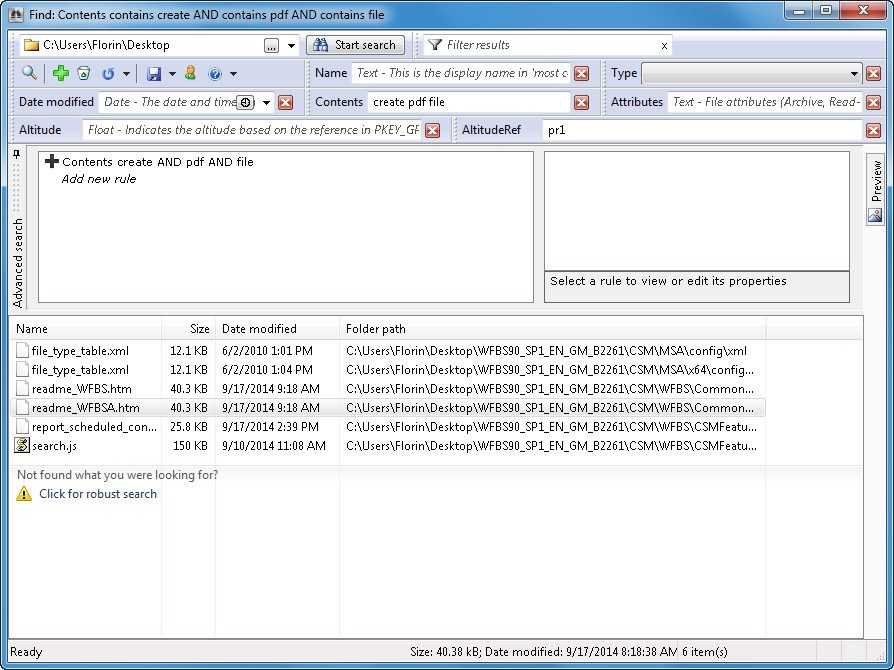 Desktop (search) rules - Screenshot #3