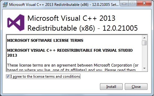 visual c redistributable packages for visual studio 2013 x86