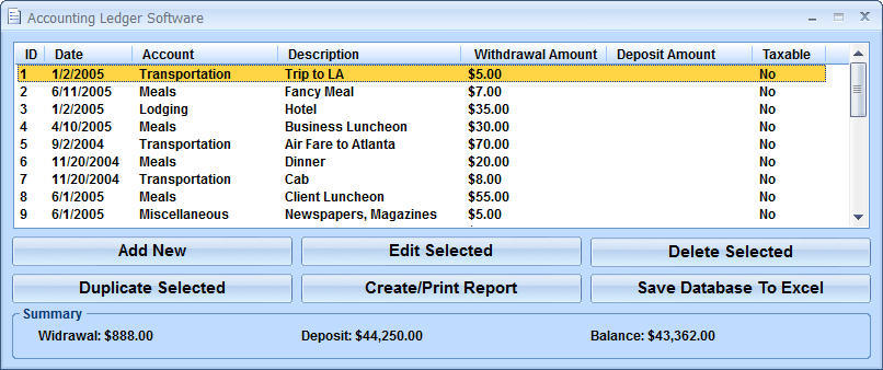 Accounting Ledger Software - Screenshot #1