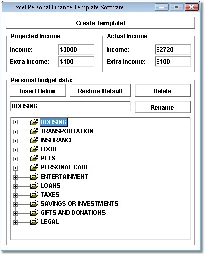 Excel Personal Finance Template Software - Screenshot #1
