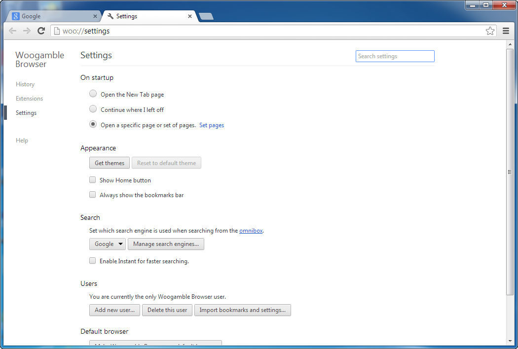 WoogambleBrowser - Screenshot #1
