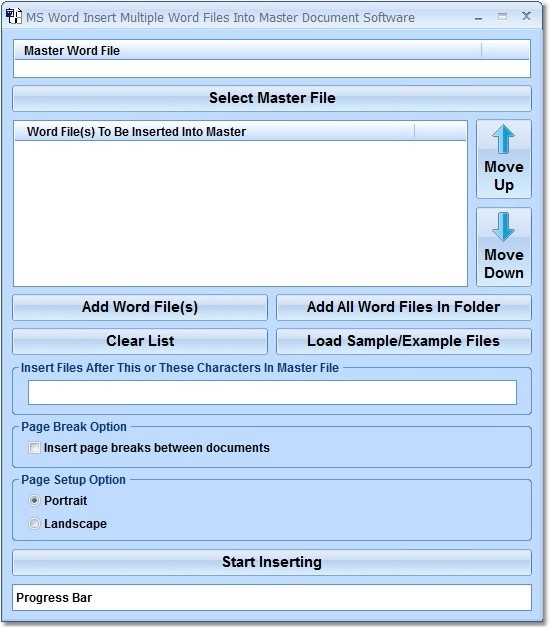 Insert words. Word file. Multi документ. Software : documents, files..... Word files Sample.