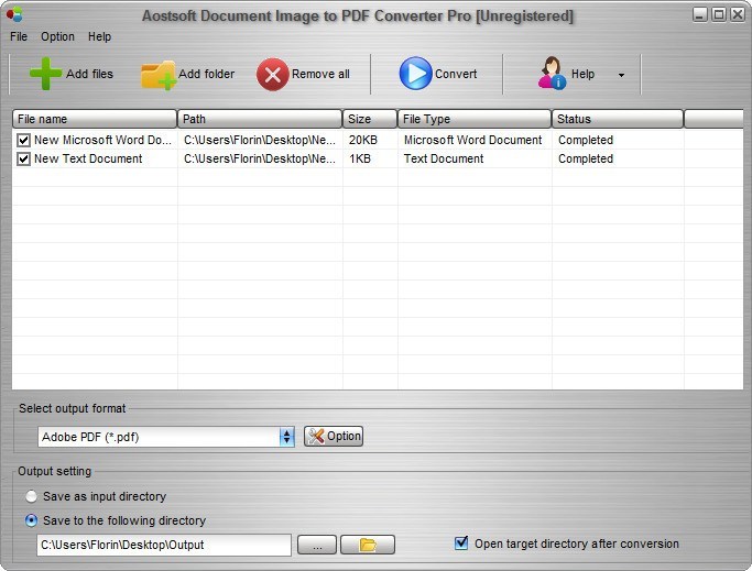 Aostsoft Document Image to PDF Converter Pro - Screenshot #1