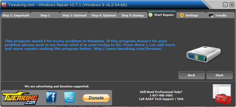 Tweaking.com - Windows Repair (All in One) - Screenshot #5