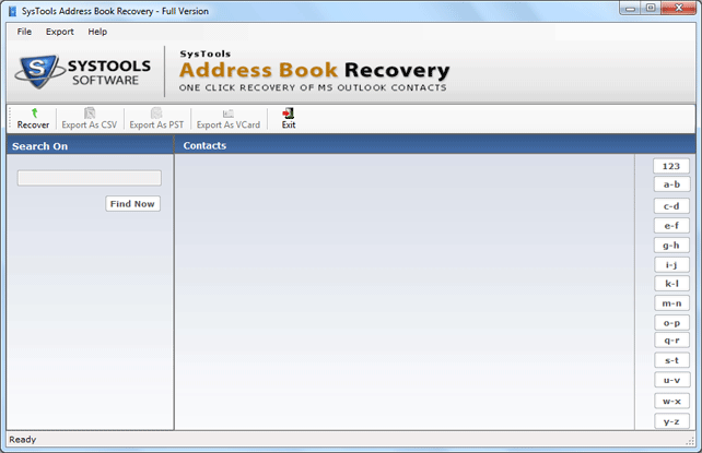 SysTools Address Book Recovery - Screenshot #1