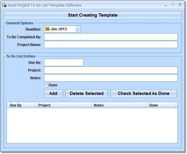 Excel Project To Do List Template Software - Screenshot #1