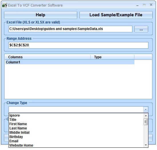 Excel To VCF Converter Software - Screenshot #1