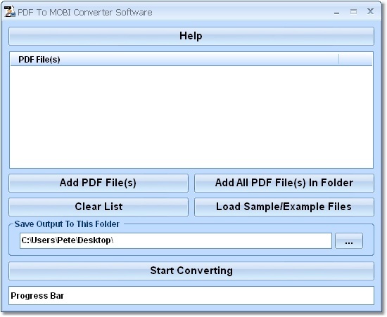 PDF To MOBI Converter Software - Screenshot #1