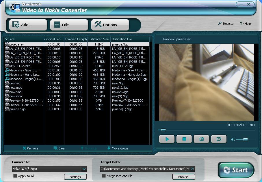 Daniusoft Video to Nokia Converter - Screenshot #5