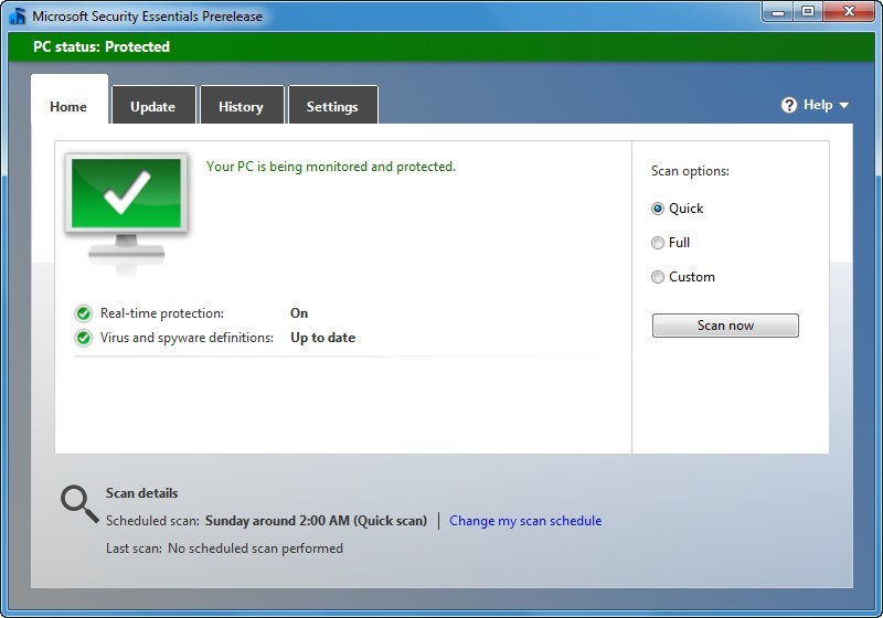 Microsoft Security Essentials Prerelease - Screenshot #3