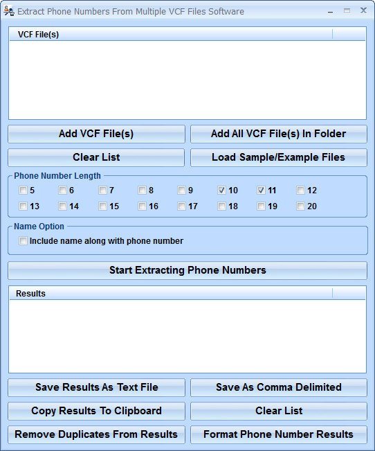 Extract Phone Numbers From Multiple VCF Files Software - Screenshot #1