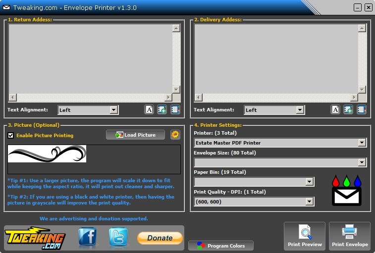 Tweaking.com - Envelope Printer - Screenshot #2