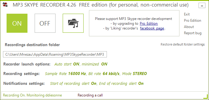 MP3 Skype Recorder - Screenshot #3