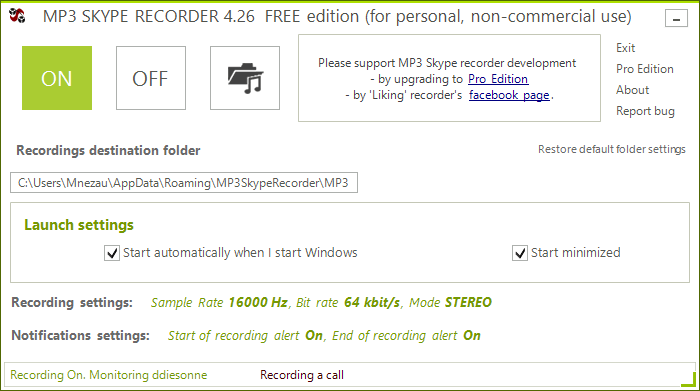 MP3 Skype Recorder - Screenshot #2