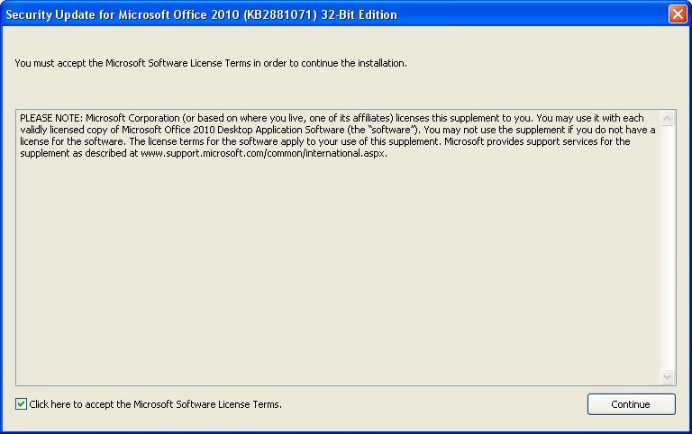 Security Update for Microsoft Office 2010 (KB2881071) 32-Bit Edition - Screenshot #1