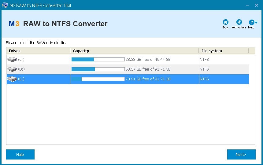 testdisk convert raw to ntfs