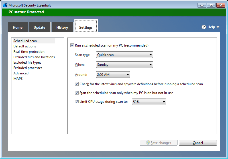 Microsoft Security Essentials - Screenshot #10