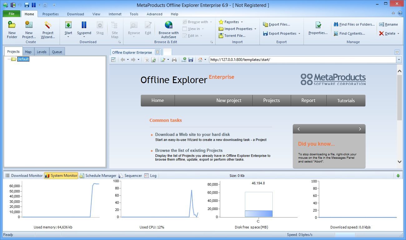 MetaProducts Offline Explorer Enterprise 8.5.0.4972 downloading