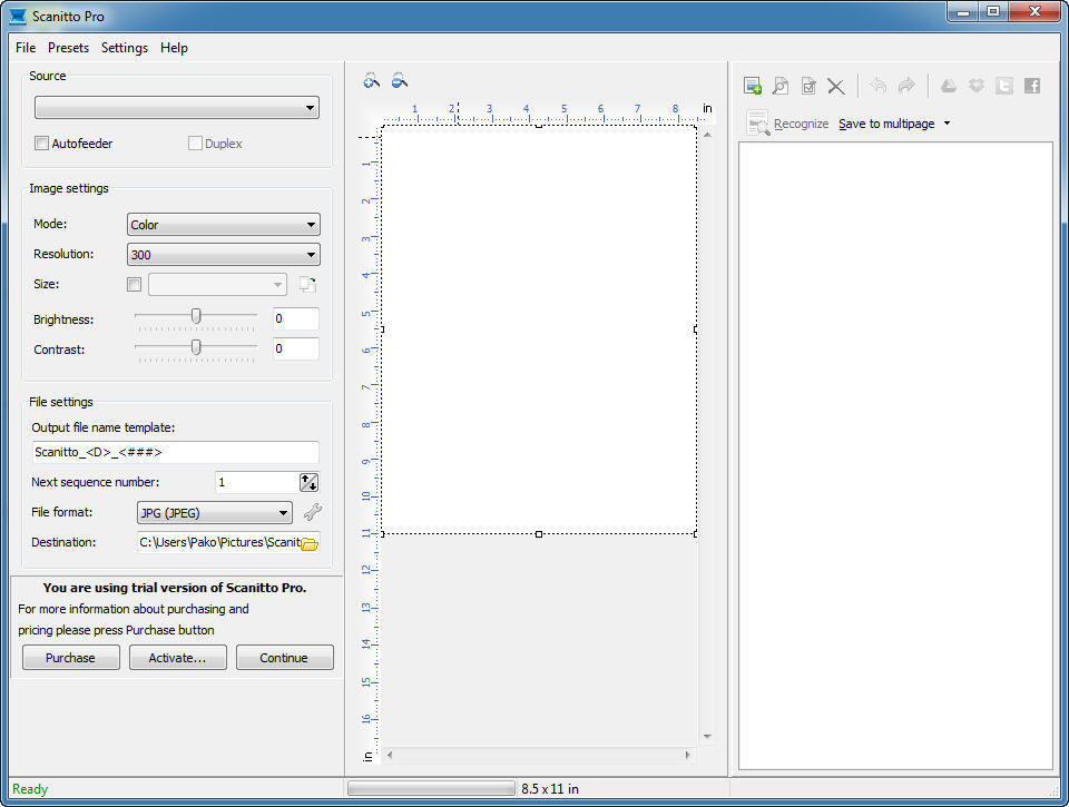 Scanitto pro как сканировать несколько страниц в один файл pdf