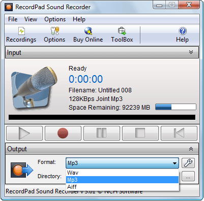 RecordPad Sound Recording Software - Screenshot #1