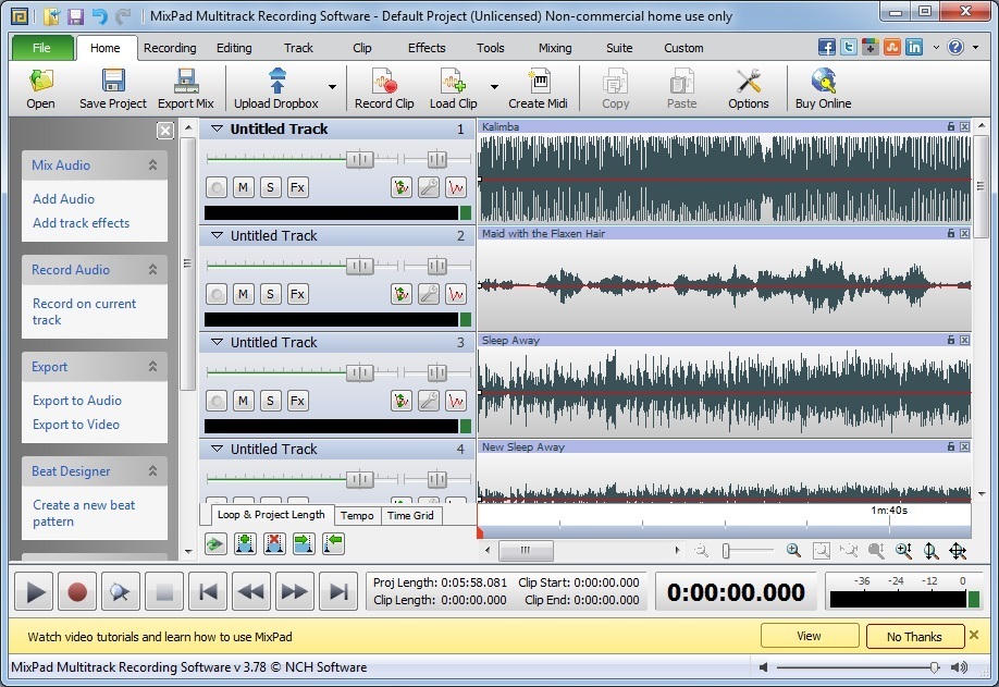 mixpad multitrack recording software autotune