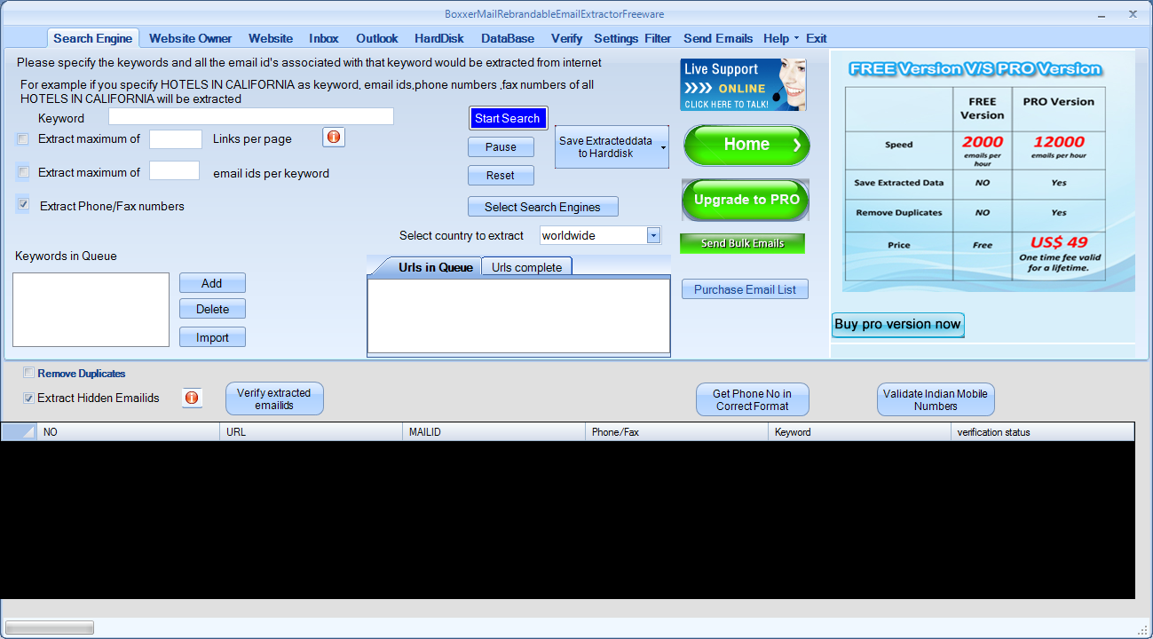 Boxxer Email-Phone-Fax Extractor - Screenshot #1