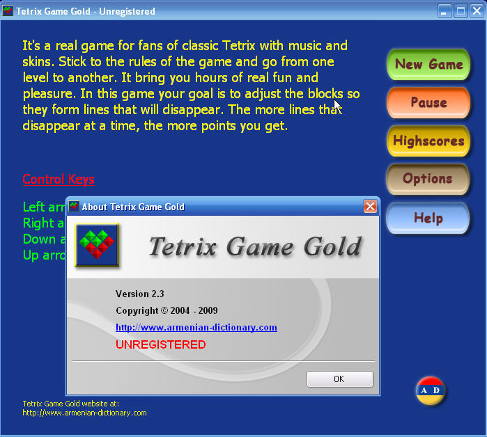Tetris Game Gold - Screenshot #1