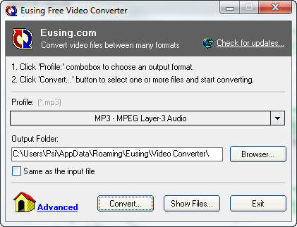 Eusing Free Video Converter - Screenshot #2