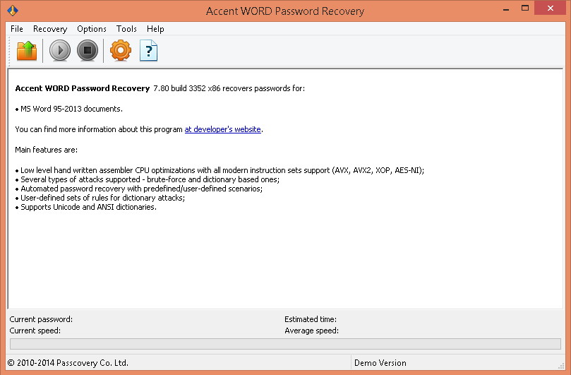 Accent WORD Password Recovery - Screenshot #3