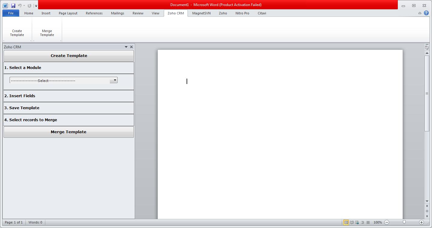 Zoho CRM Plugin for Microsoft Office - Screenshot #1