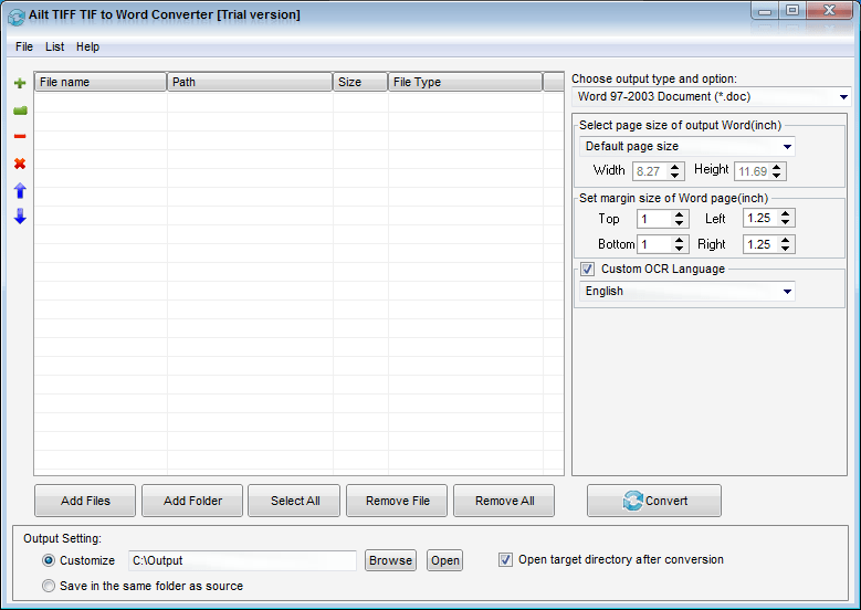 Ailt TIFF TIF to Word Converter - Screenshot #1