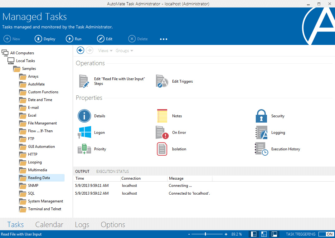 Execution status. Automate. Automatic tasks. Automated task. System Administrator tasks.