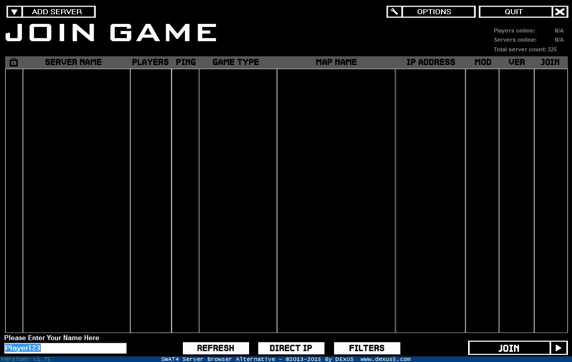 SWAT4 Server Browser Alternative - Screenshot #1