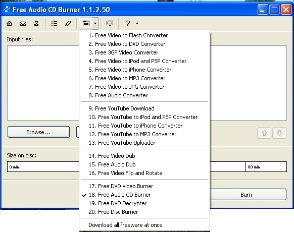 Free audio cd burner не добавляются файлы