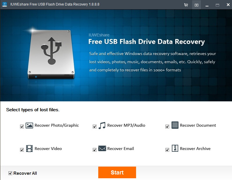 IUWEshare Free USB Flash Drive Data Recovery - Screenshot #6